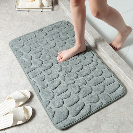 Tapis salle de bain galet gris