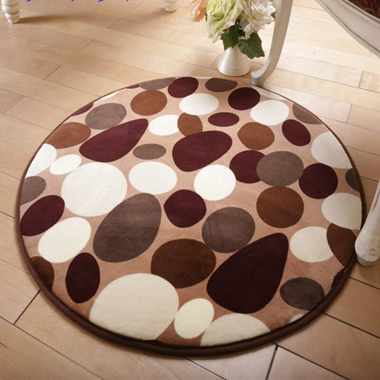 Tapis salle de bain rond marron